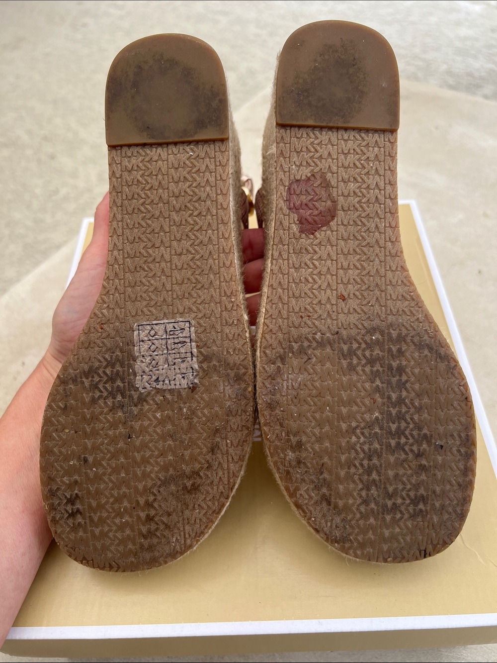 Michael Kors Pink Laney Thong Espadrille Wedge Sandals Rose Gold 7.5 - Picture 11 of 14